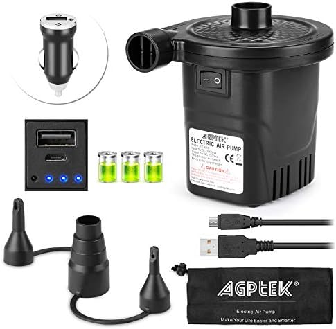 AGPTEK Rechargeable Air Pump with 4000mAh Battery and 3 Nozzles