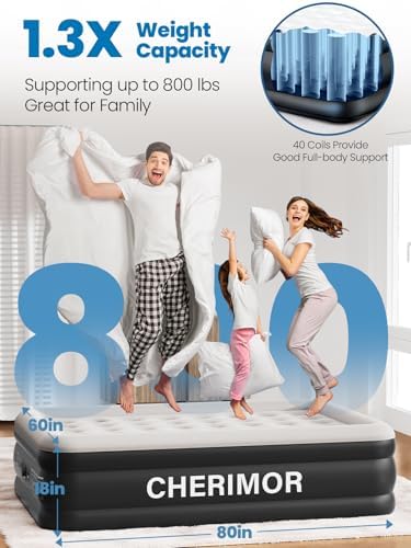 CHERIMOR Queen Air Mattress with Built-in Pump 800 lbs Support