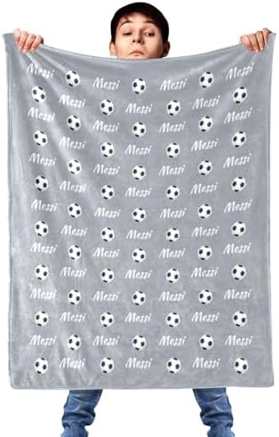 Personalized Soccer Blanket with Name Ultra Soft Micro Flannel