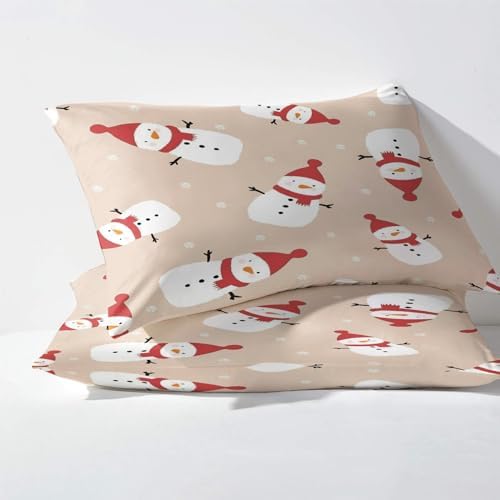 Christmas Pillow Cases Set of 2 - Reversible Snowman Design