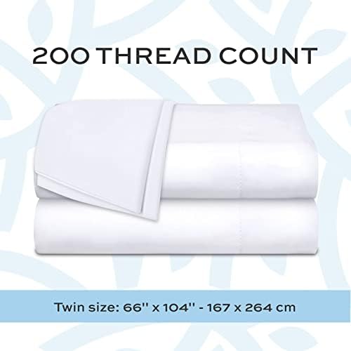 White Classic Twin Flat Sheets 3 Pack - 200 Thread Count