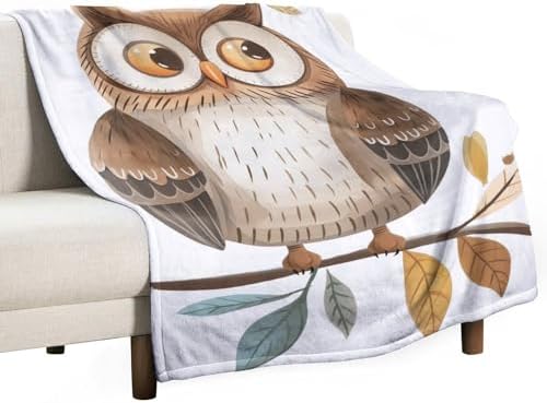 Cute Owl Design Anti-Pilling Flannel Throw Blanket 100x130cm