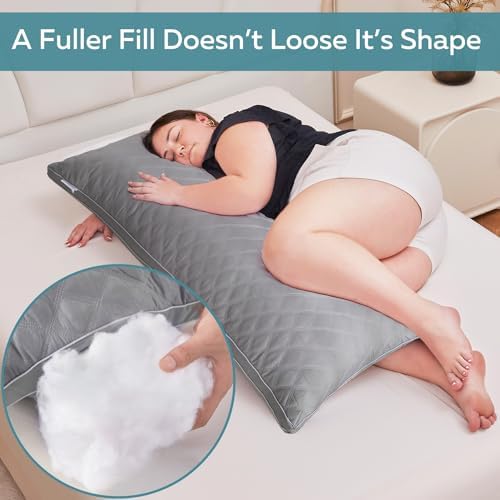 Oubonun Premium Adjustable Loft Body Pillow - 21x54 inch Fluffy Support Pillow