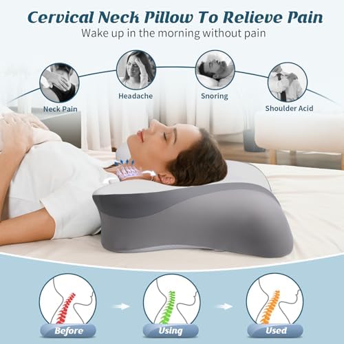 Crisgo Cervical Neck Pillow - Ergonomic Memory Foam with 2 Heights