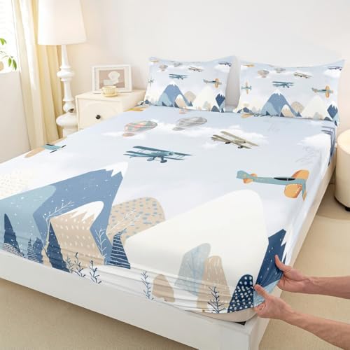 Castle Fairy Hot Air Balloon Queen Fitted Sheet Set