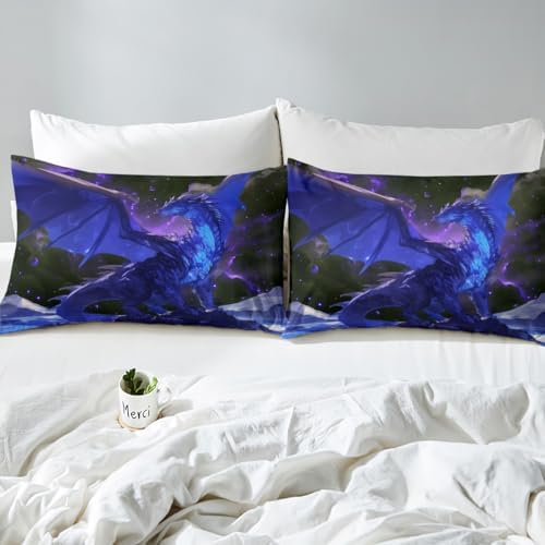 Homewish Dragon Fitted Sheet Twin Size Set with Pillowcase