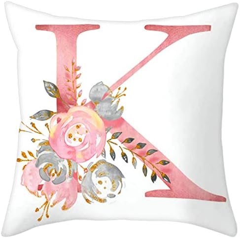 Eanpet Alphabet Throw Pillow Covers A-Z Letter Flowers 18x18 Inch