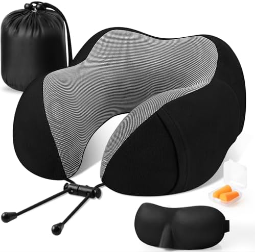 CloudBliss Travel Pillow Memory Foam Adjustable Breathable Neck Support