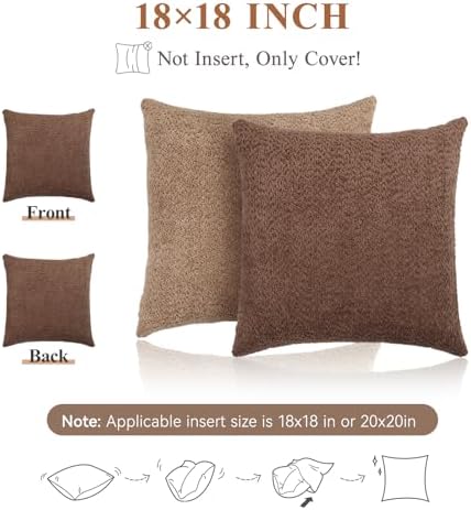 Lewondr Textured Boucle Throw Pillow Covers 18x18 Inch 2 Pack Camel and Brick