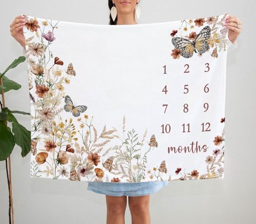 Yuzioey Wilfflower Girl Milestone Blanket 50x40 1