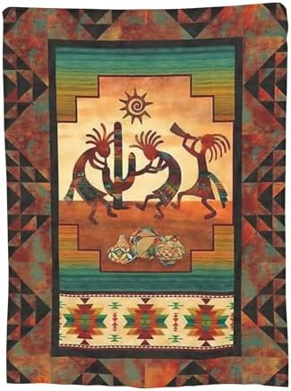 YETTA YANG Arizona Kokopelli Retro Flute Art Fleece Throw Blanket