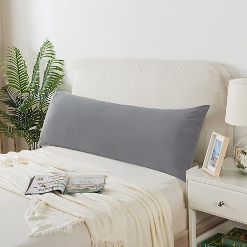 Grey Body Pillow for Adults with Shredded Memory Foam
