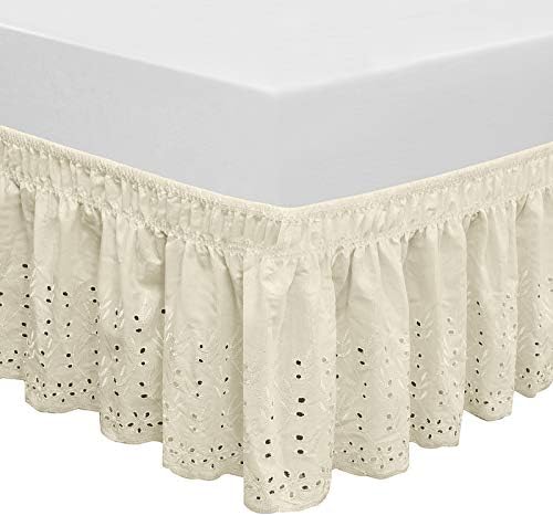 Adjustable Elastic Eyelet Bed Skirts with 145 Inch Drop