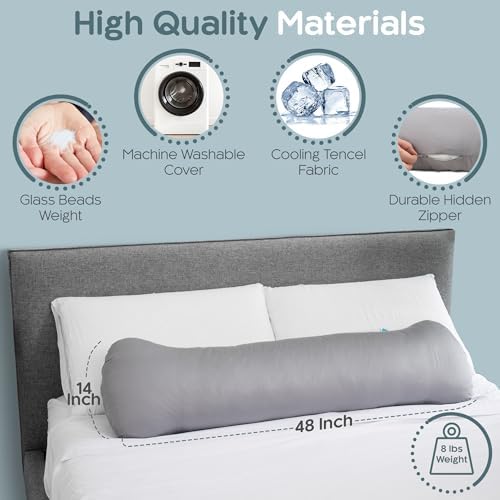 SleepCloud Weighted Body Pillow 8lbs - Cooling for Deeper Sleep