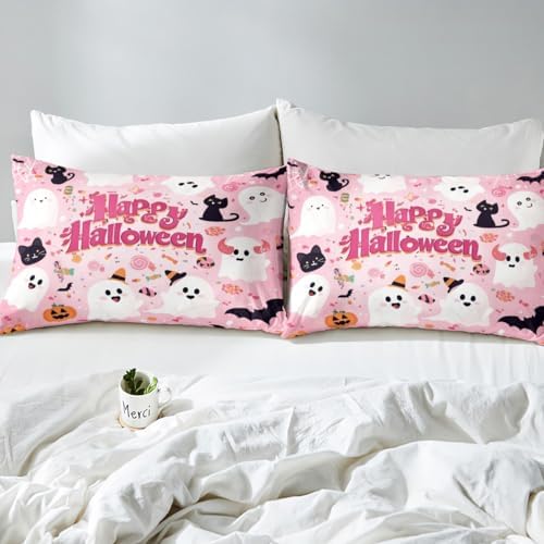 Castle Fairy Happy Halloween Fitted Sheet Twin Set with Pillowcase