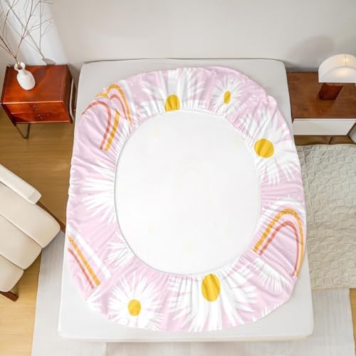 Manfei Girls Pink Daisy Bed Sheet Set Twin Size