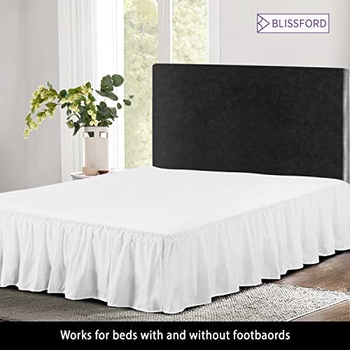 White Queen Bed Skirt 18 Inch Drop with Split Corners