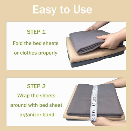 Maletnd 6Pcs Sheet Organizer Bands - Grey King Size