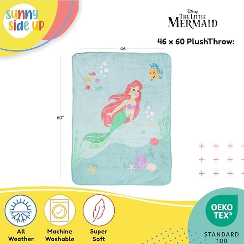 Sunny Side Up Disney Little Mermaid Throw Blanket - 46 x 60 Inches