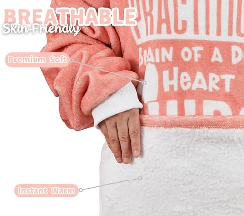 Wearable Flannel Blanket Hoodie for Nurse Practitioner Gifts
