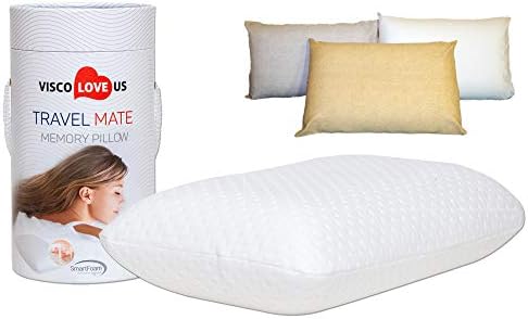 VISCO LOVE Memory Foam Travel Pillow with Covers
