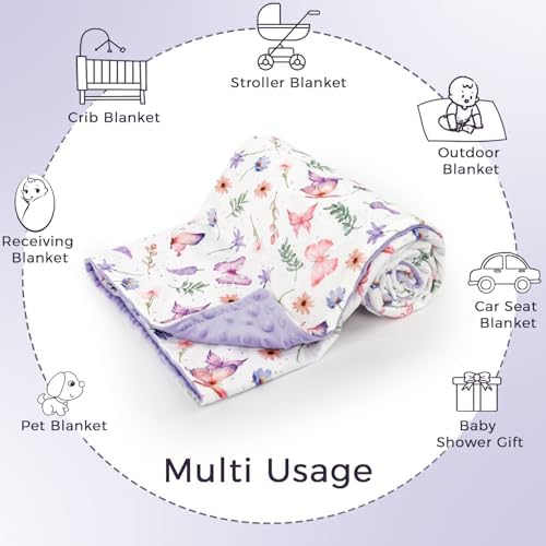 Pea Pod 30 x 40 Baby Blanket Soft Purple Minky