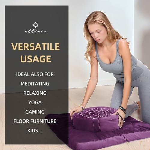 Ellier Zafu Zabuton Cushion Set - Purple