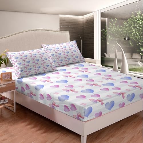 Manfei Princess Castle Style Pink Fitted Sheet Set with 2 Pillowcases