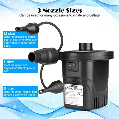 AGPTEK Rechargeable Air Pump with 4000mAh Battery and 3 Nozzles