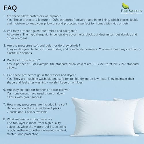 Four Seasons Essentials Standard Pillow Protectors Set of 2 1