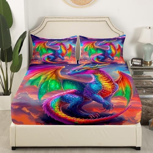 Castle Fairy Western Dragon Twin Sheet Set with Pillowcase