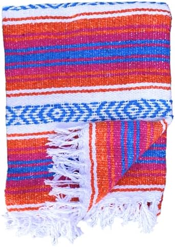 Del Mex Classic Mexican Blanket 70x50 OrangePinkBlue