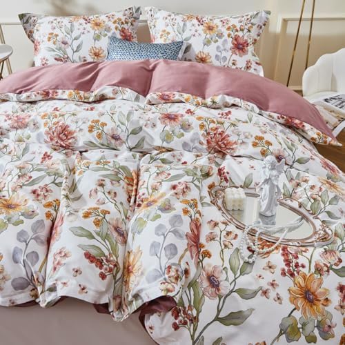 OAITE Duvet Cover Set with Floral Pattern