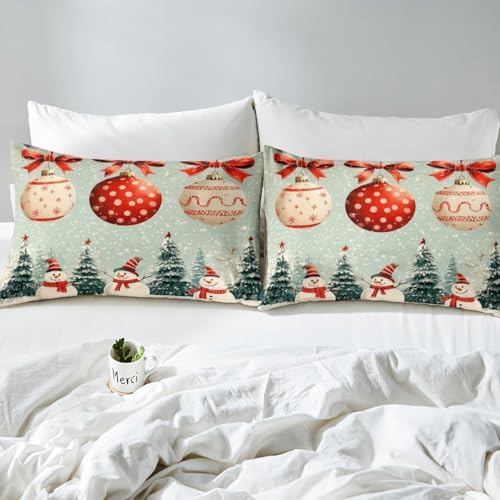 Homewish Merry Christmas Twin Sheet Set with Pillowcase