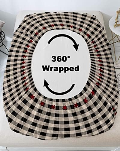 Chees D Zone Twin Fitted Sheet with Elastic Red Stars Design