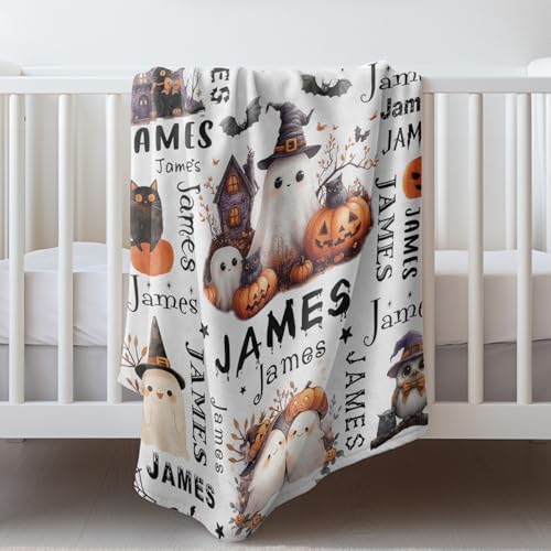 Custom Halloween Blanket with Name - Cozy Plush Throw