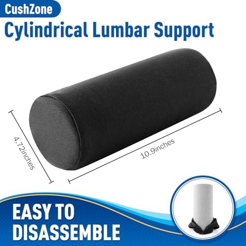 CushZone Lumbar Roll Support Pillow - Black
