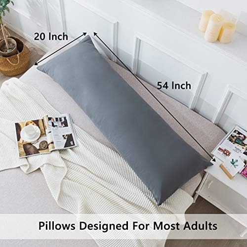 ELNIDO QUEEN Body Pillow - 20x54 Inches Grey