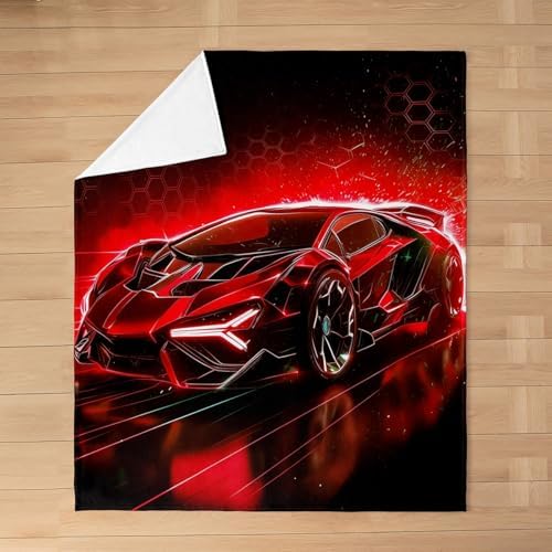 Feelyou Kids Race Car Flannel Throw Blanket 60x80 Red