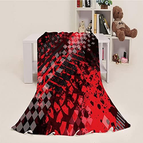 LIGUTARS Toddler Blanket Red Tire Tracks Pattern 30x40 Inches