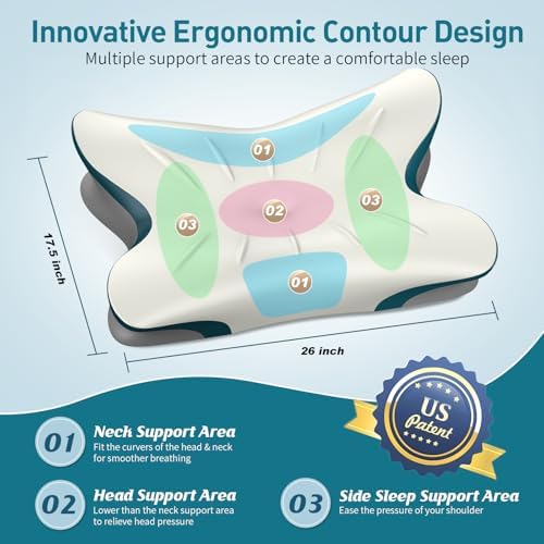 ROPU Cervical Pillow - Ergonomic Neck Support for All Sleep Positions