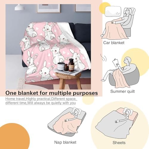 Easter Bunny Blanket 30x40 - Flannel Fleece Throw for Kids