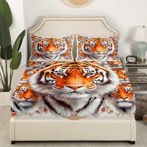 Castle Fairy 3D Tiger Fitted Sheet Set Twin Size