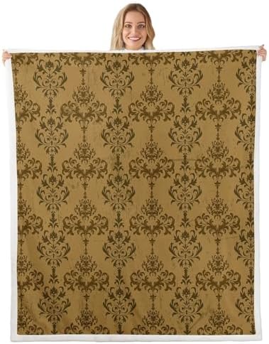 Feelyou Gold Damask Sherpa Throw Blanket Kids Bedroom Decor