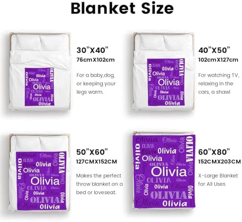 Custom Name Blanket for Kids Adults - Purple
