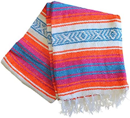 Del Mex Classic Mexican Blanket 70x50 OrangePinkBlue