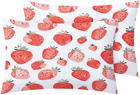 Strawberry Pillow Cases Set of 2 - Kawaii Kids Bedding Covers