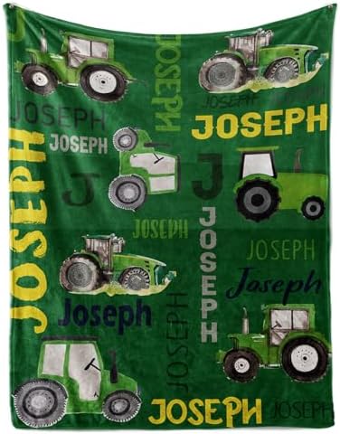 Personalized Tractor Blanket - Custom Name for Kids