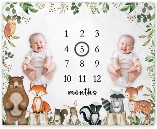 Yuzioey Twins Woodland Milestone Blanket