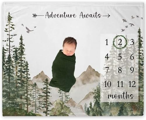 Yuzioey Forest Mountain Baby Milestone Throw